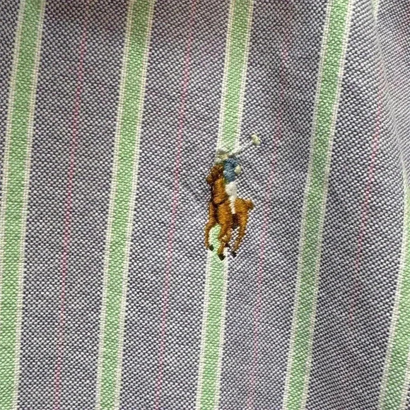 Ralph Lauren Boy's Slim Fit Striped Button-Down Shirt Purple Size M - Picture 4 of 6